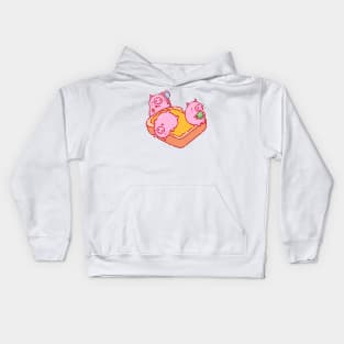 Three little pigs on a giant toast Kids Hoodie